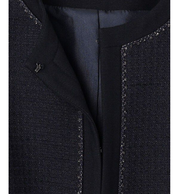 ANY SIS「リップルボーダーストレッチ ジャケット」|ノーカラージャケット|