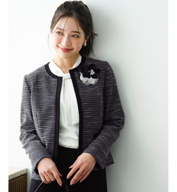 ANY SIS「リップルボーダーストレッチ ジャケット」|ノーカラージャケット|ﾈｲﾋﾞｰｼ