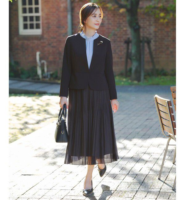 ANY SIS「セレモニーダブルクロス クルーカラー ジャケット」|ノーカラージャケット|