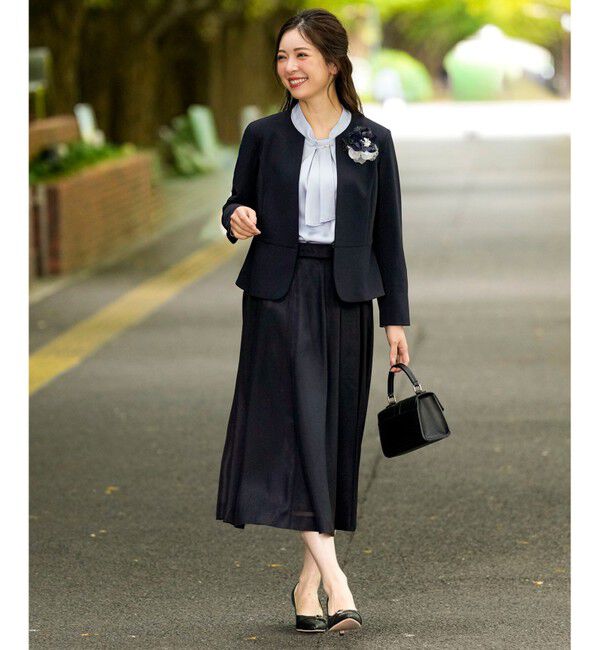 ANY SIS「セレモニーダブルクロス クルーカラー ジャケット」|ノーカラージャケット|