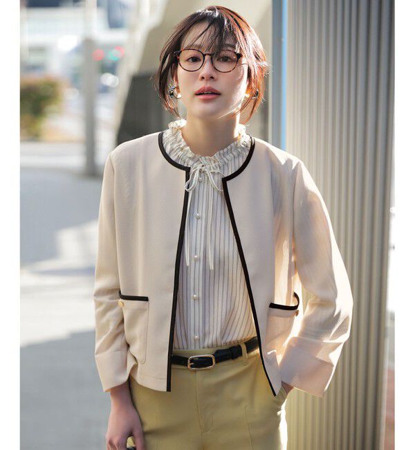 ANY SIS「シアーメッシュ ノーカラージャケット」|ノーカラージャケット|ﾗｲﾄﾍﾞｰ