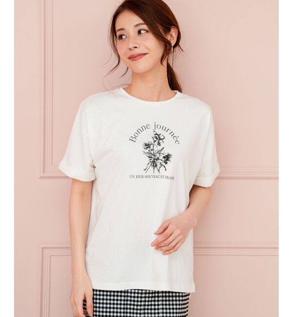 ANY SIS「フラワープリント ロゴＴシャツ」|Tシャツ・カットソー|オフ