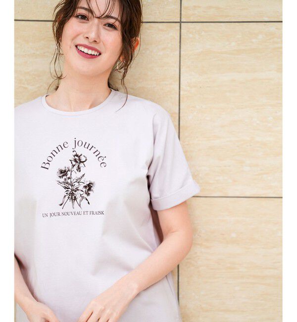 ANY SIS「フラワープリント ロゴＴシャツ」|Tシャツ・カットソー|