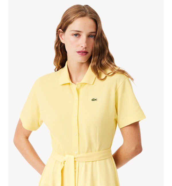 LACOSTE「鹿の子地シャツドレス ドレープフレアワンピース」|ワンピース|