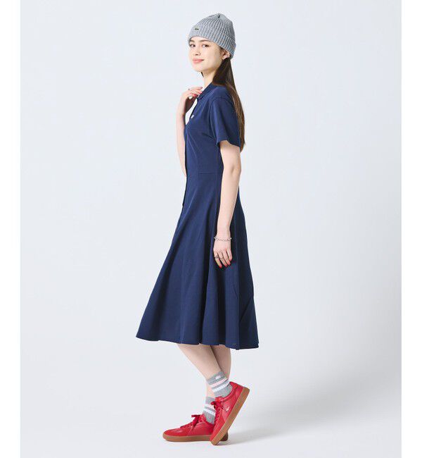 LACOSTE「鹿の子地シャツドレス ドレープフレアワンピース」|ワンピース|