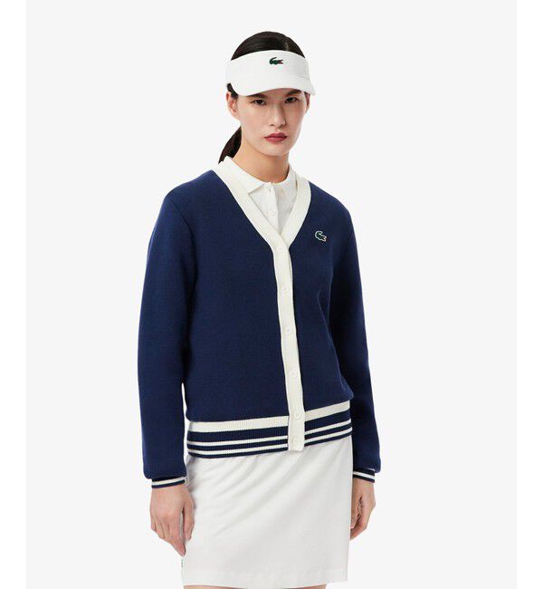 LACOSTE「ウィンドブレイカーニットカーディガン」|カーディガン|ネイビー