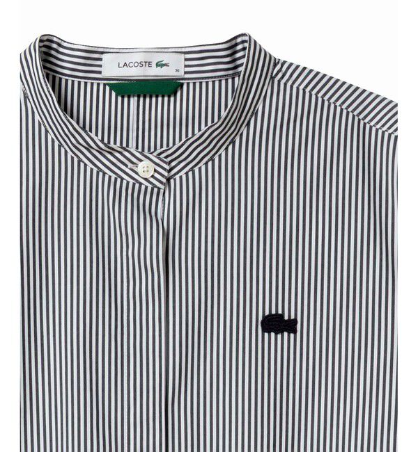 LACOSTE「バンドカラーロングシャツドレス / ストライプシャツワンピース」|ワンピース|