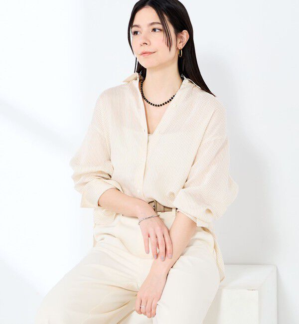 NOLLEY'S sophi「ウォッシャブルACARライトストライプ3WAYオーバーシャツ」|シャツ・ブラウス|