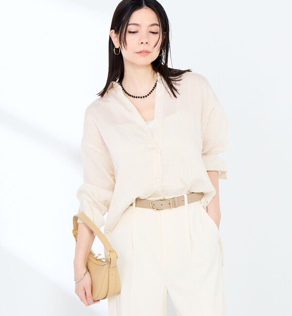 NOLLEY'S sophi「ウォッシャブルACARライトストライプ3WAYオーバーシャツ」|シャツ・ブラウス|