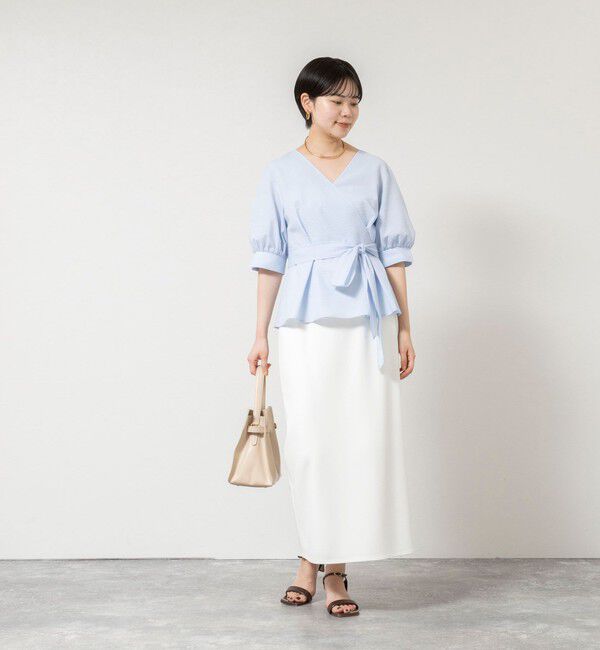 NOLLEY'S sophi「ウォッシャブルサッカーベルト付ペプラムブラウス」|シャツ・ブラウス|