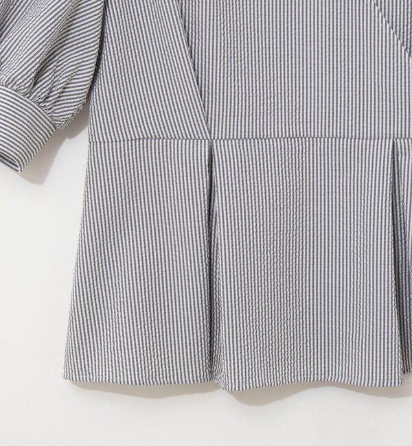 NOLLEY'S sophi「ウォッシャブルサッカーベルト付ペプラムブラウス」|シャツ・ブラウス|