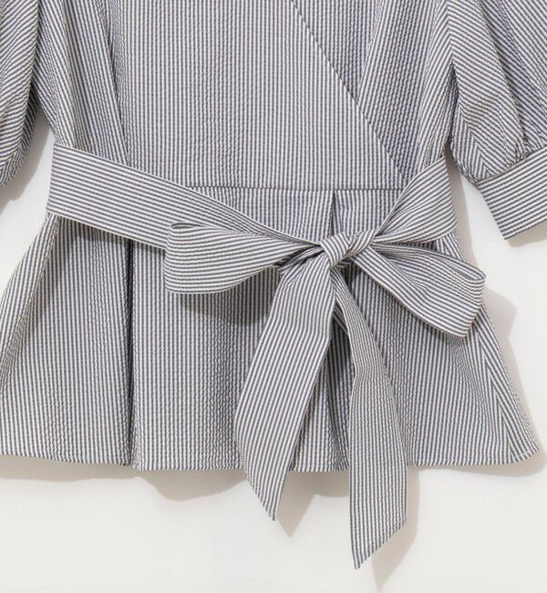 NOLLEY'S sophi「ウォッシャブルサッカーベルト付ペプラムブラウス」|シャツ・ブラウス|