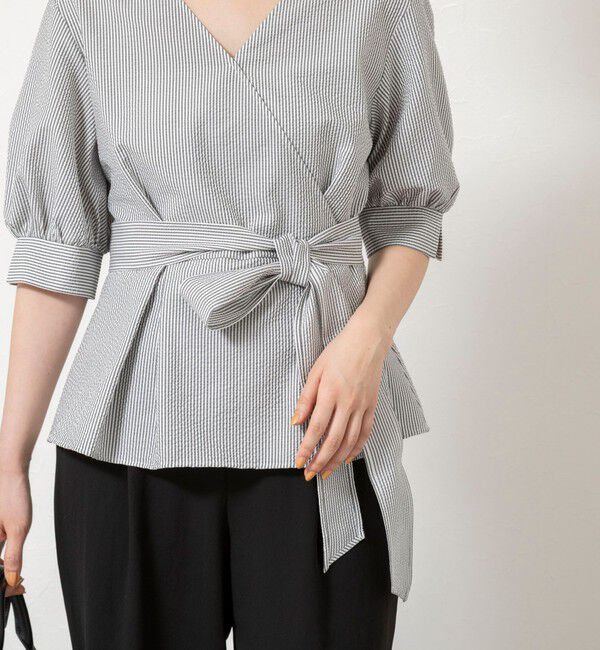 NOLLEY'S sophi「ウォッシャブルサッカーベルト付ペプラムブラウス」|シャツ・ブラウス|