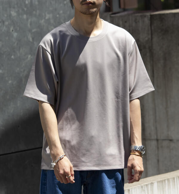 GLOSTER「【GLOSTER/グロスター】ポンチオーバーサイズ クルーネックTシャツ サイドスリット」|Tシャツ・カットソー|
