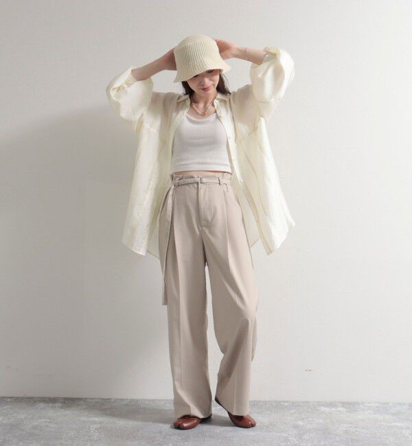 fredy emue「ベルト付きタックパンツ」|スラックス|