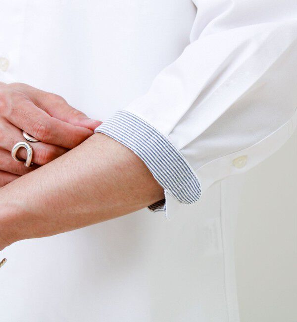 GLOSTER「【フレブル刺繍】七分袖シャツ ストライプ/無地」|シャツ・ブラウス|