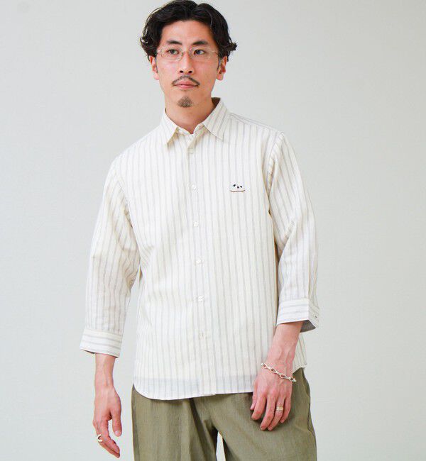 GLOSTER「【フレブル刺繍】七分袖シャツ ストライプ/無地」|シャツ・ブラウス|