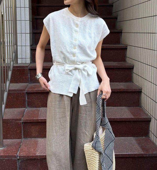 fredy emue「ベルト付きニットベスト」|ベスト・ジレ|オフホワイト