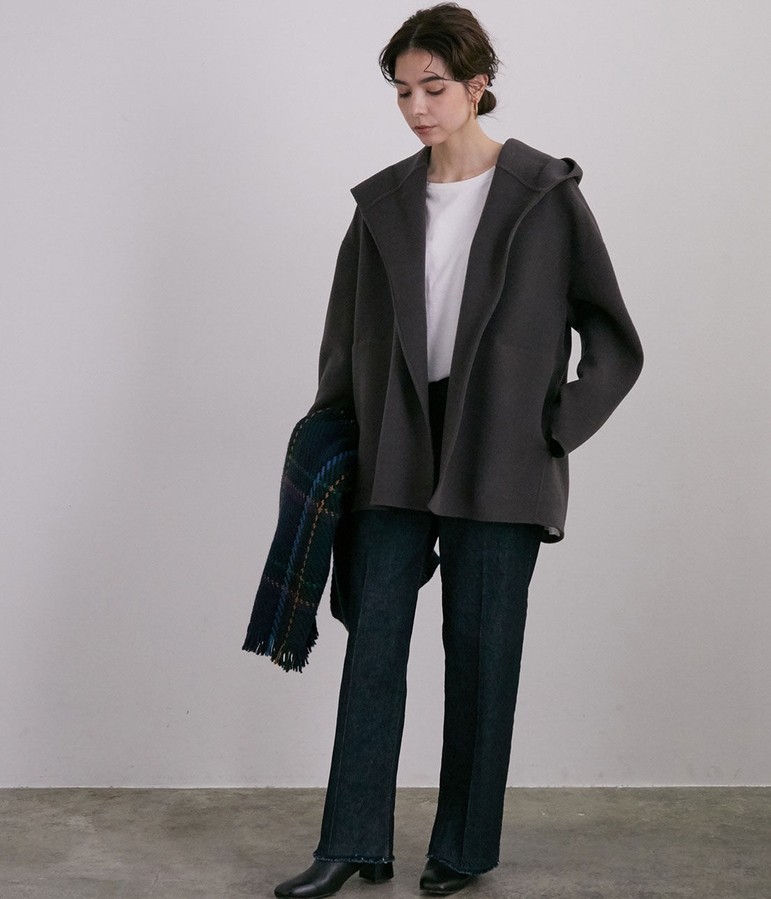 SALON adam et rope'「ウールカシミヤ無双仕立てフード付きミドル丈コート」|その他|