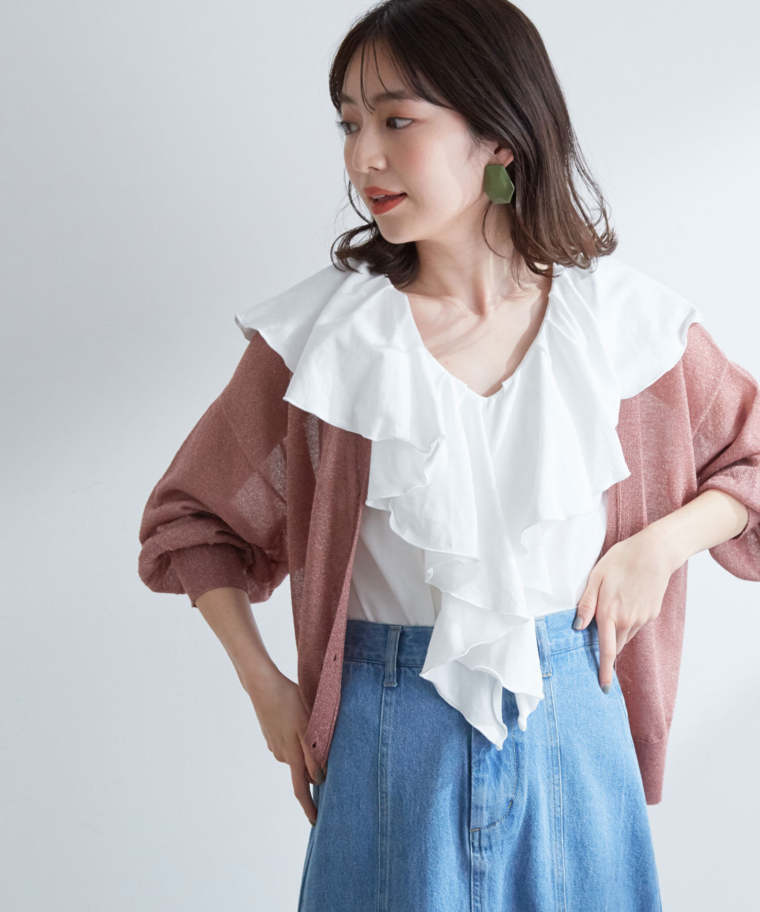 VIS「フリルカラーカットソートップス」|Tシャツ・カットソー|