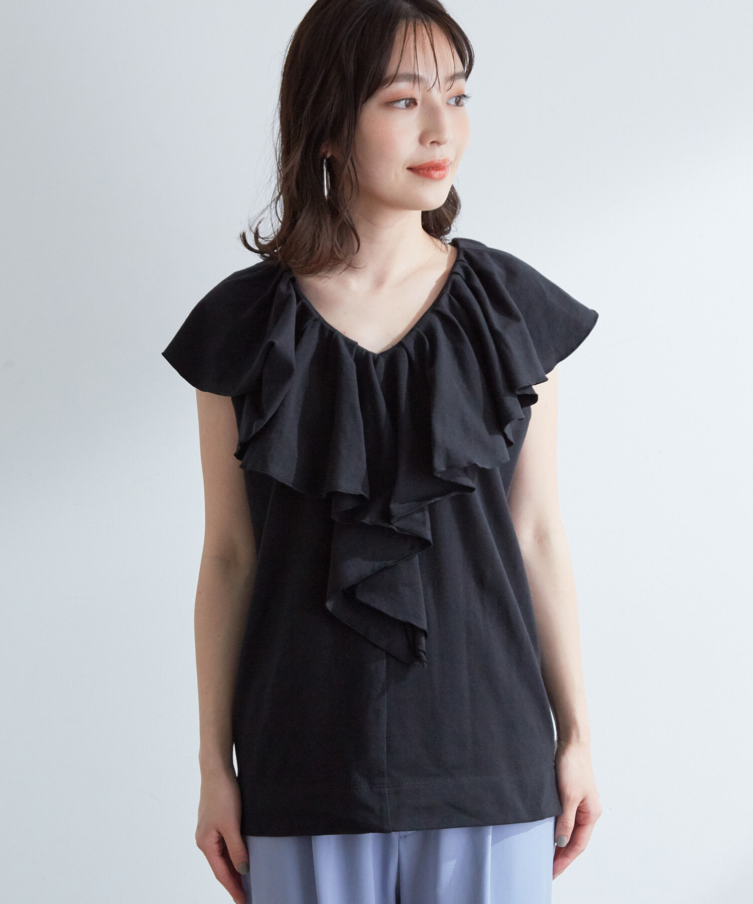VIS「フリルカラーカットソートップス」|Tシャツ・カットソー|