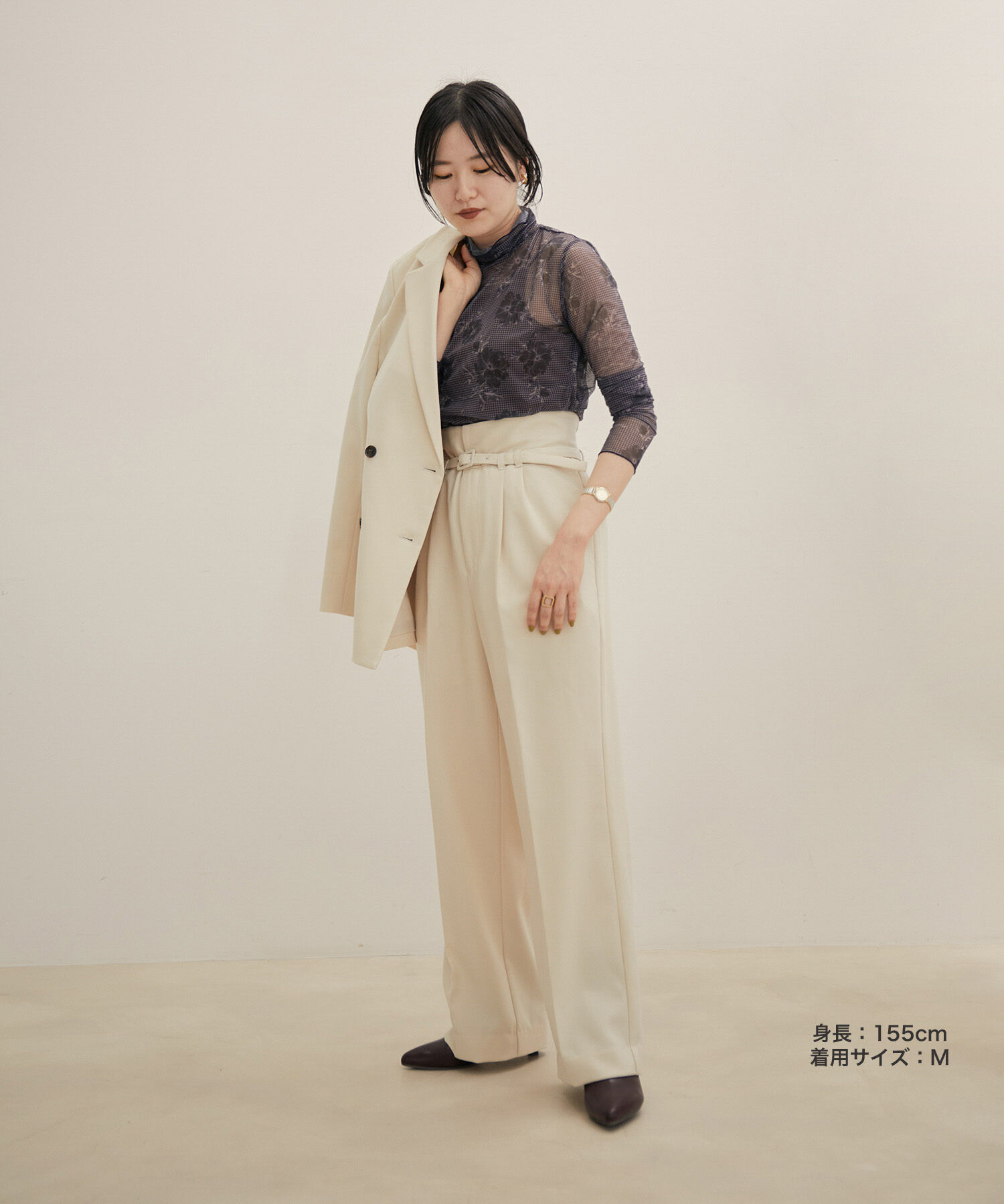 VIS「【Washable・EASY CARE】エコウールタッチワイドパンツ【sustainable】」|スラックス|