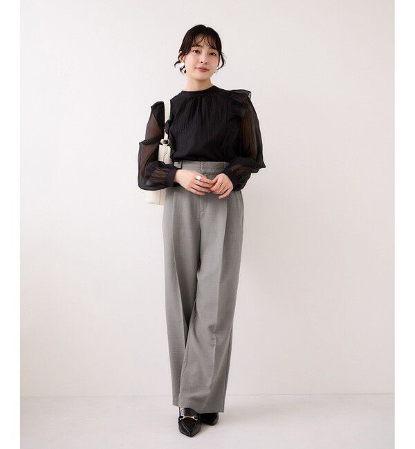 VIS「美easyリネンライクワイドパンツ/イージーケア・接触冷感・セットアップ対応」|チノ|