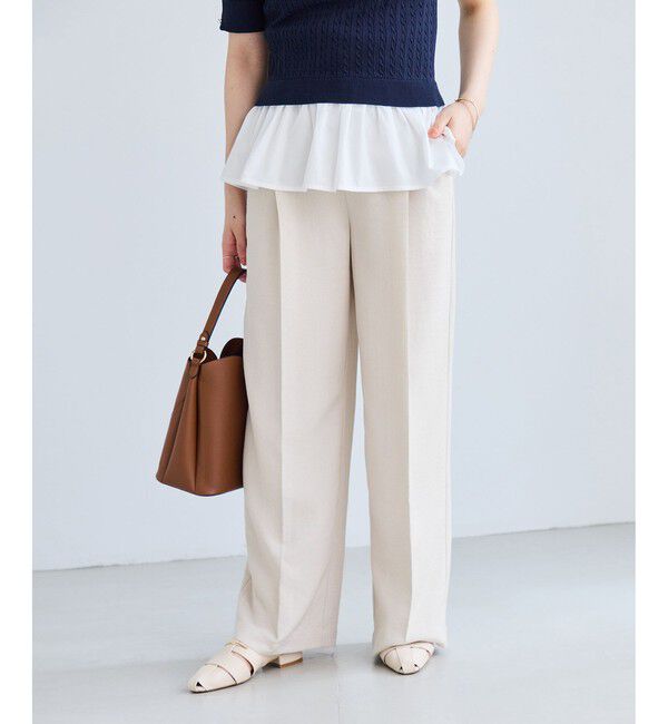 VIS「美easyリネンライクワイドパンツ/イージーケア・接触冷感・セットアップ対応」|チノ|