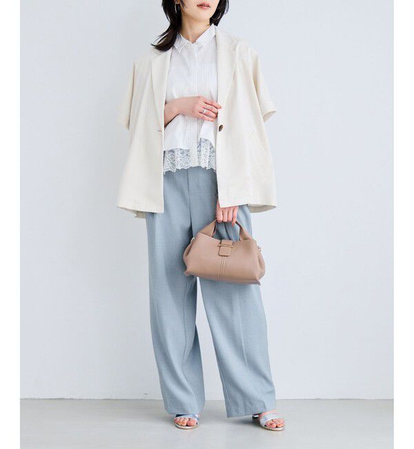 VIS「美easyリネンライクワイドパンツ/イージーケア・接触冷感・セットアップ対応」|チノ|