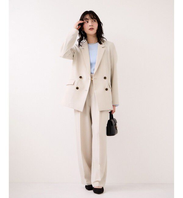 VIS「美easyリネンライクワイドパンツ/イージーケア・接触冷感・セットアップ対応」|チノ|