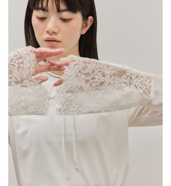 ADAM ET ROPE'「レースカフストップス」|Tシャツ・カットソー|ホワイト(10)