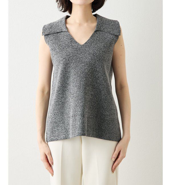 Drawing Numbers「【Drawing Numbers】ポロカラーノースリーブワイドニット」|ニット・セーター|