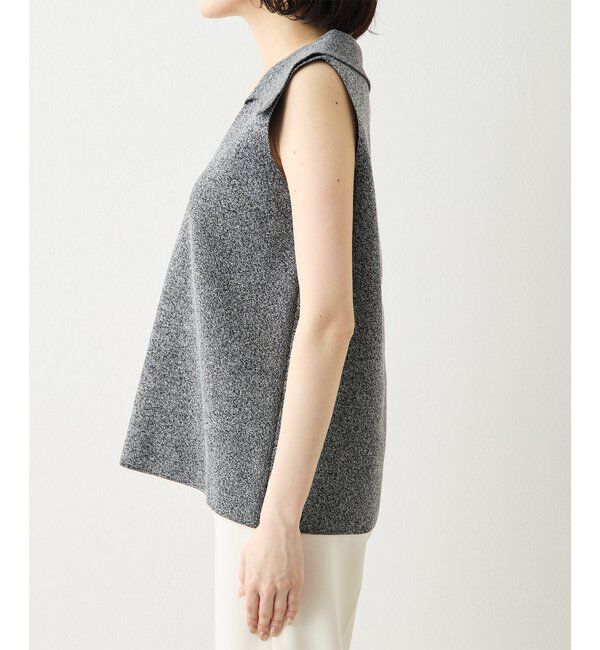 Drawing Numbers「【Drawing Numbers】ポロカラーノースリーブワイドニット」|ニット・セーター|