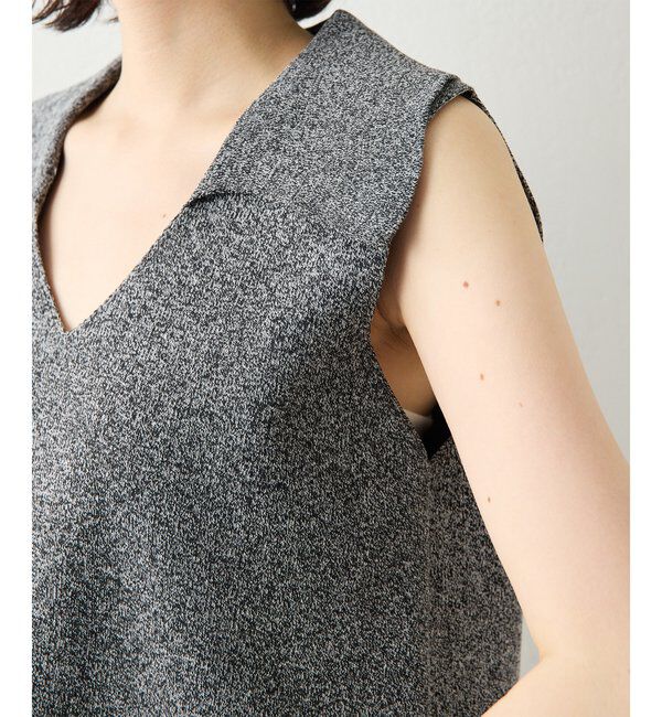 Drawing Numbers「【Drawing Numbers】ポロカラーノースリーブワイドニット」|ニット・セーター|