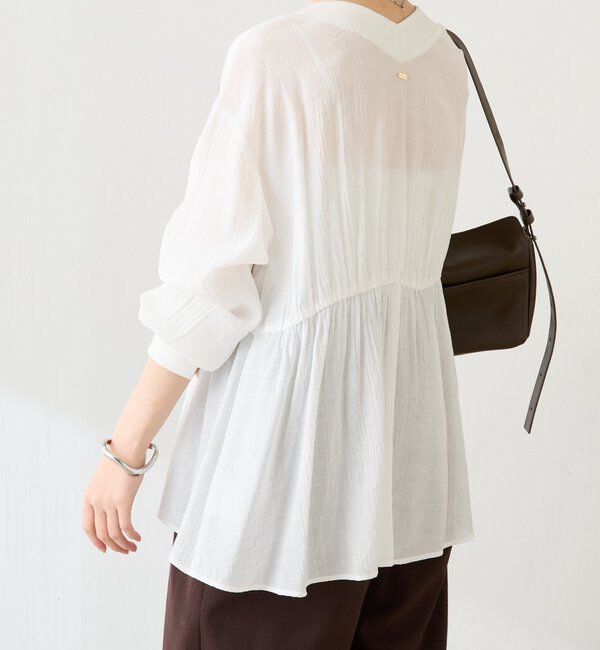  「《1枚で着映える》ギャザー切替シャツカーディガン」|シャツ・ブラウス|