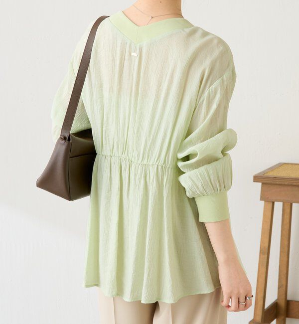  「《1枚で着映える》ギャザー切替シャツカーディガン」|シャツ・ブラウス|