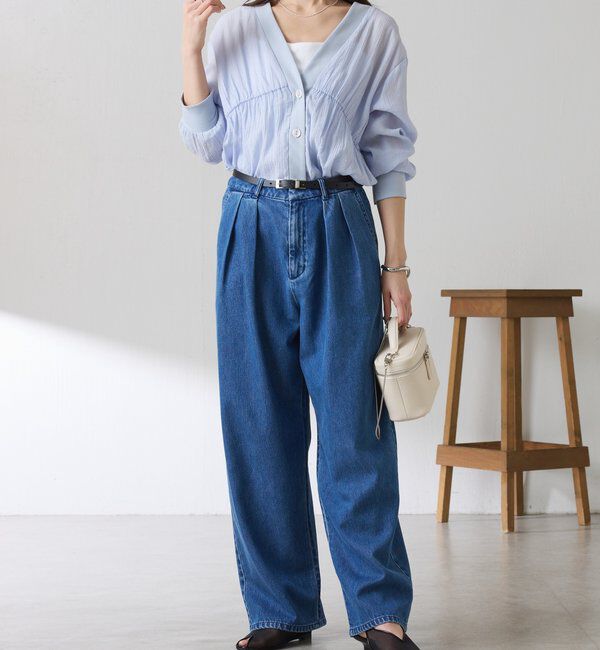  「《1枚で着映える》ギャザー切替シャツカーディガン」|シャツ・ブラウス|