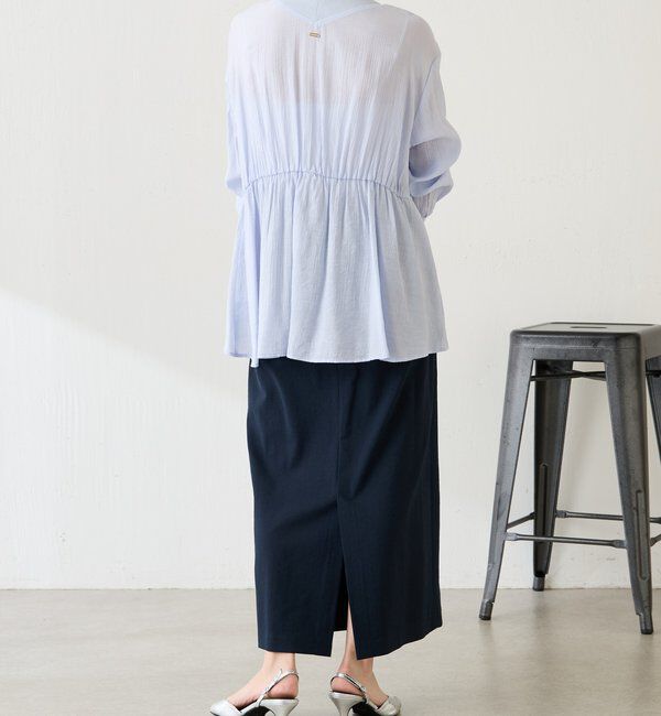  「《1枚で着映える》ギャザー切替シャツカーディガン」|シャツ・ブラウス|