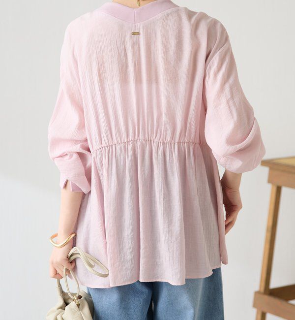  「《1枚で着映える》ギャザー切替シャツカーディガン」|シャツ・ブラウス|