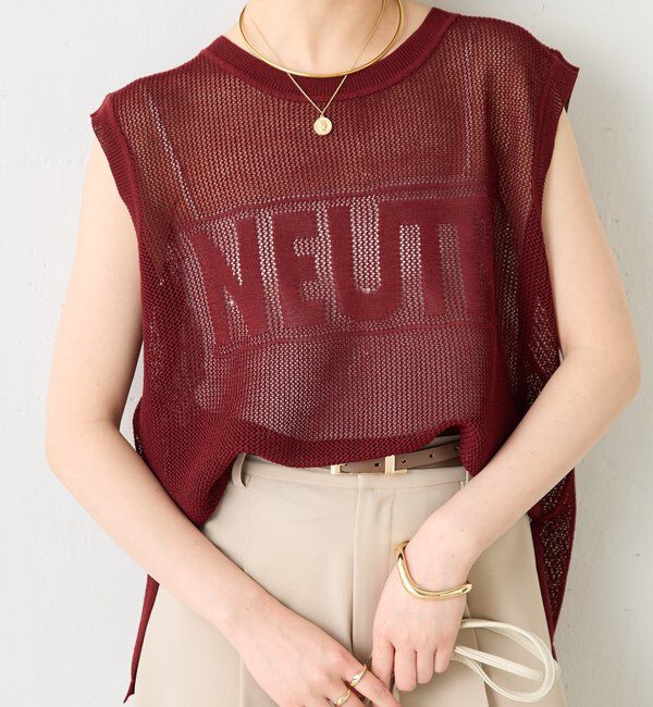  「メッシュロゴフレンチニット」|ニット・セーター|ボルドー