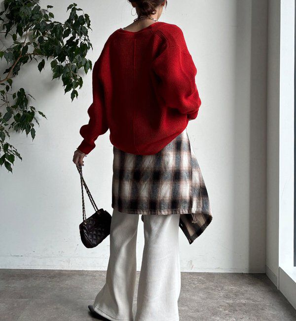  「ニットコーデュロイセミフレアイージーパンツ」|チノ|