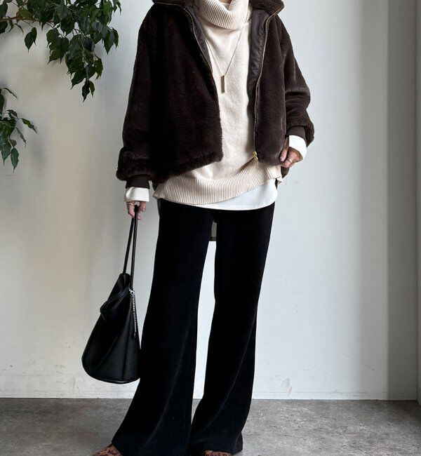  「ニットコーデュロイセミフレアイージーパンツ」|チノ|