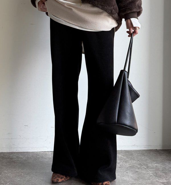  「ニットコーデュロイセミフレアイージーパンツ」|チノ|