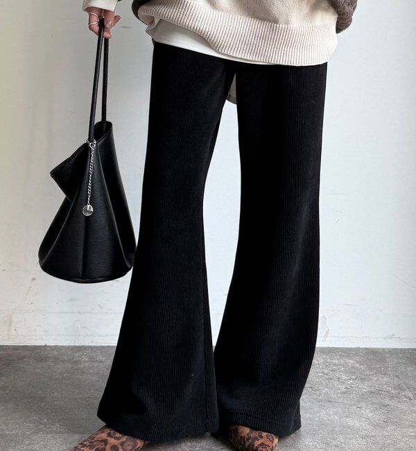  「ニットコーデュロイセミフレアイージーパンツ」|チノ|