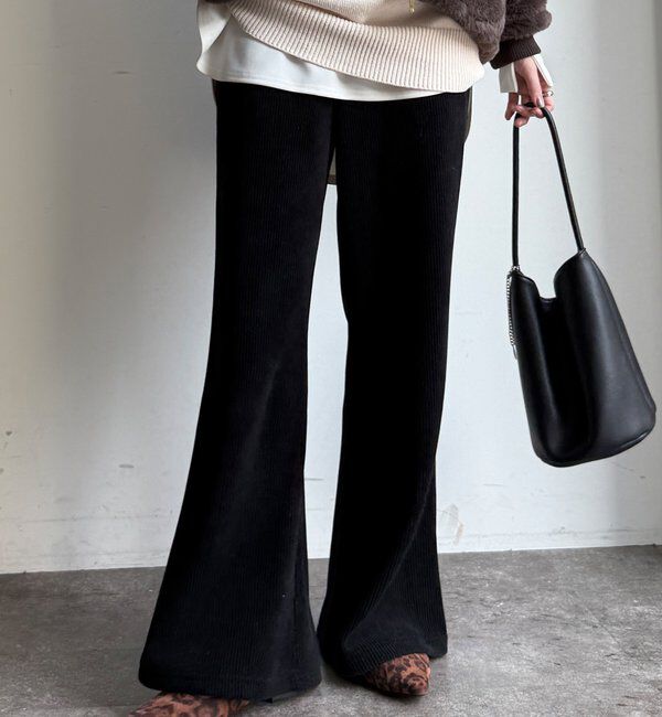  「ニットコーデュロイセミフレアイージーパンツ」|チノ|