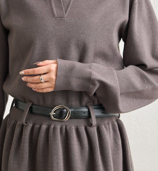  「ベルト付きポロニットワンピース」|ワンピース|
