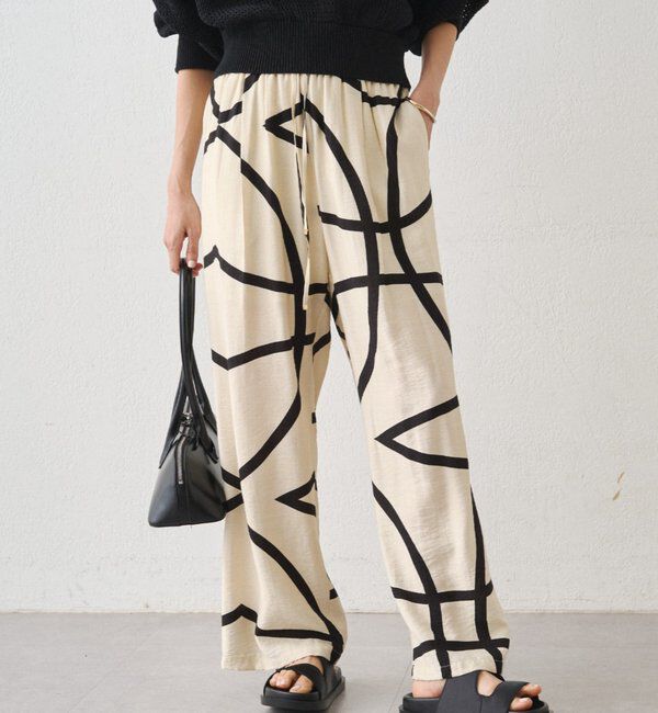  「ラインプリントイージーパンツ」|チノ|アイボリー