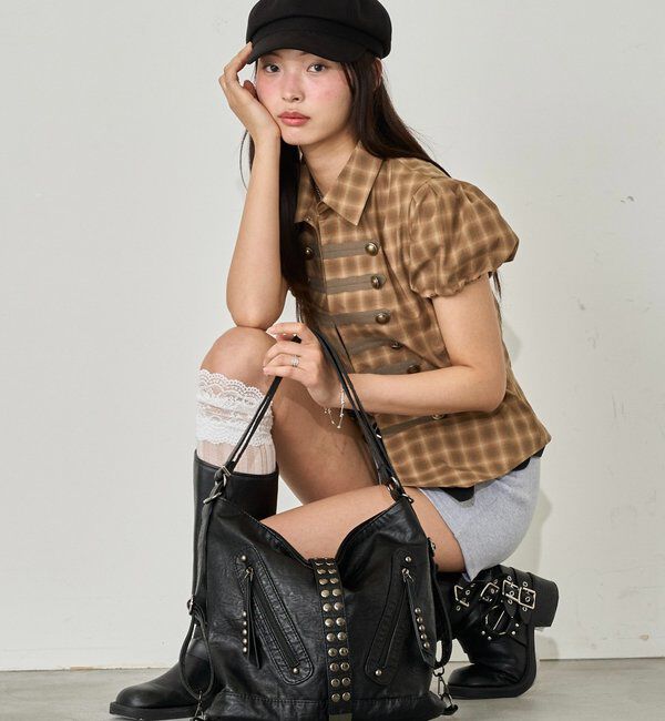  「【新色追加】2WAYドットスタッズリンプバッグ」|ショルダー・メッセンジャー|