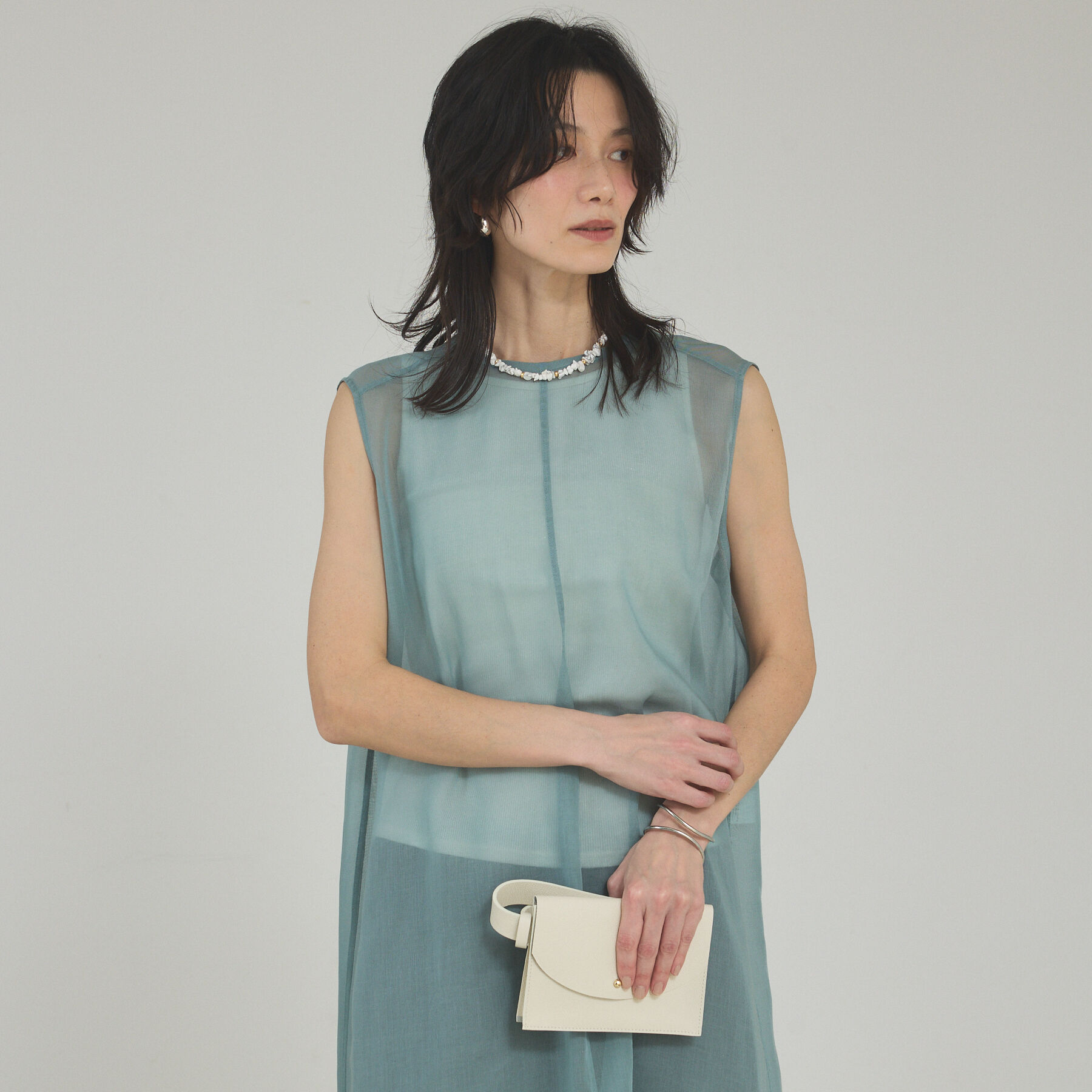 qualite「ソフトオーガンジーロングブラウス」|シャツ・ブラウス|