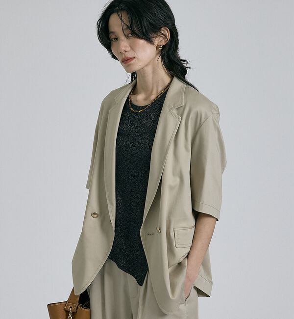 qualite「【接触冷感＆セットアップ対応】ライトデニムハーフスリーブジャケット」|その他|